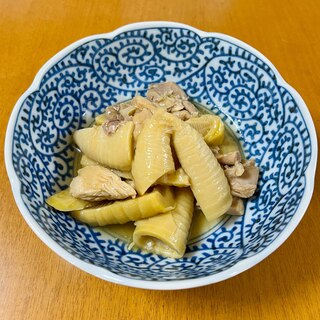 鶏もも肉とたけのこ(はちく)の煮物